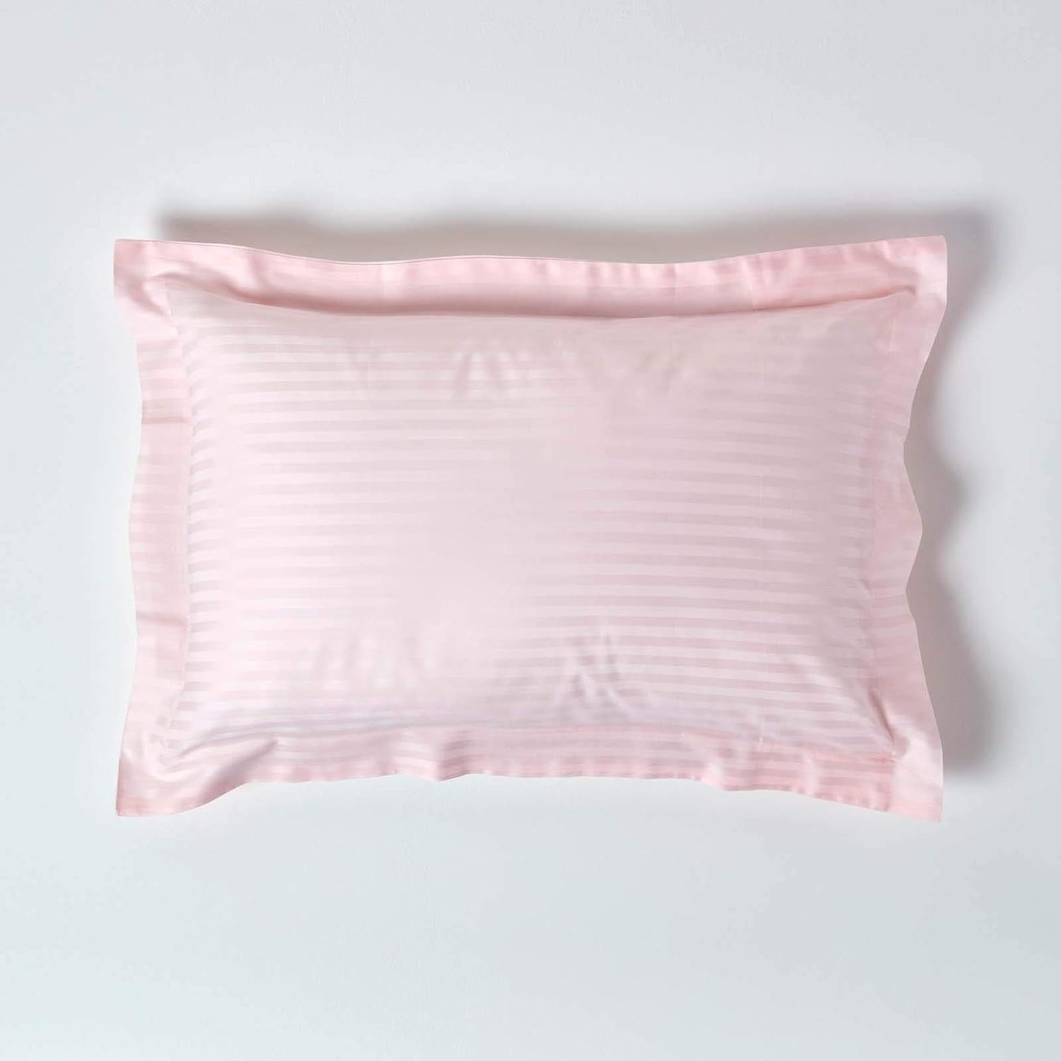 HOMESCAPES Pink Pure Egyptian Cotton Oxford Pillowcase Standard Size 330 TC 500 Thread Count Percale Equivalent Satin Stripe Pillow Case Pack of 4