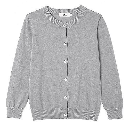 Image of Girls' Cardigan Sweater [Cute Petal Buttons] Cotton Long Sleeve Crewneck Uniform Sweater for 5-14 Years Girls