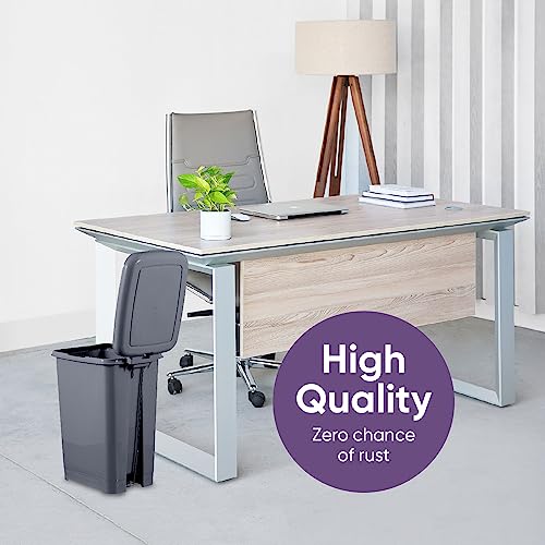 Image of Superio Slim Trash Can with Foot Pedal - 2.5 Gallon Step-On with Lid, Small Plastic Bin for Bathroom, Kitchen, Office, Under Desk, Bedroom, Dorm - Onyx Grey, 2-Pack