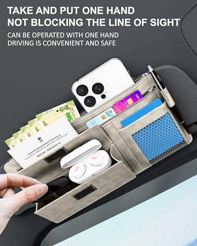 Image of FEDUS Premium Car Sun Visor Organizer CAR Organiser and Storage Car Document Holder, Sunglasses Holder for Car, car all New Accessories Multipocket Pouch Auto Interior Accessories for Truck, SUV, Van