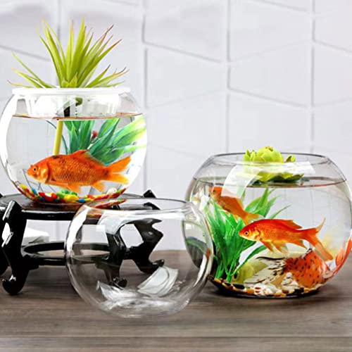 Glas Aquarium Kugelaquarium Glas-Fischglas Runder Lotustopf Goldfischglas Glaskugelvase Kugelvase klare Durchsichtige Fischschale für Wohnzimmer, Büros, Garten