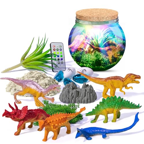 ONLYFUN dinosaurie terrarium set för barn-födelsedagspresent till pojkar flickor 4, 5, 6, 7, 8-12 år, dinosaurieleksaker, pyssel set, jul påsk presenter barn