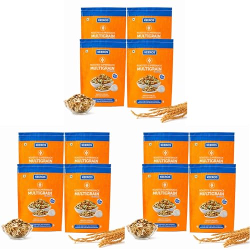 Image of Keeros Multigrain Healthy & Diabetic Friendly Roasted Snacks | Low GI, Crispy, Tasty & Lightly Salted Mix of Pearl Millets & 5 supergrains | Diet Namkeen & Snacks for Weight Loss | Pack of 12x400g