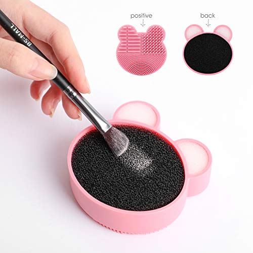 Oneleaf Silicone Makeup Brush Holder&Cleaner Sponge,drying brush &remove color, has Various Sizes Holes for Different Brush, Quick Cleaner Sponge without Water or Chemical Solutions-PINK - Image 3