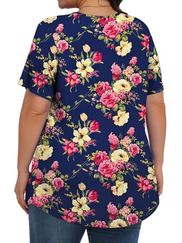 Image of Tencede Womens Plus Size Tops Tunic Short Sleeve Crew Neck Shirts Casual Soft Blouse 1X-5X