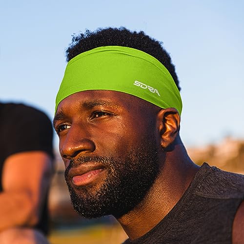 Image of Suddora Solid Color Wide Headband /Sweatband - Workout, Football, Soccer, Yoga (Neon Green)