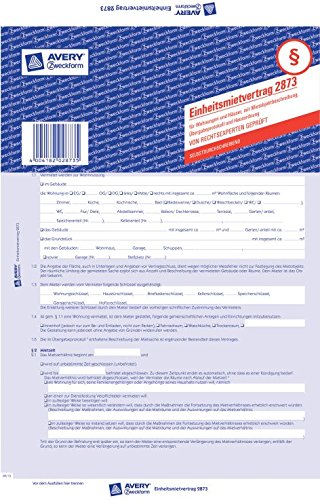 Einheits-Mietvertrag Sd A4 2873 Zweckform, Liefermenge = 5