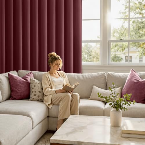 Image of MIULEE Burgundy Red Blackout Curtains 84 Inch Length for Bedroom 4 Panels