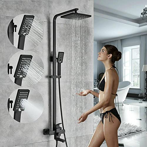 Douche de tête pluie noir mat pour rénover une salle de bain moderne