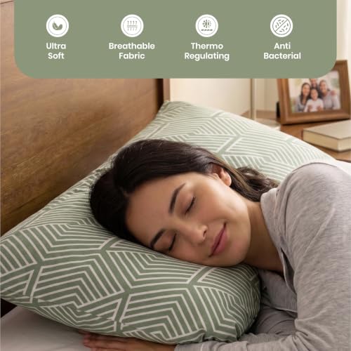 Image of Mush Aura Collection 300 TC Bamboo Pillow Covers Set of 2 | Bamboo Pillow Case for Hair & Skin, Ultra Soft Cooling Pillow Case, Breathable Smooth Pillowcase for Everyday Comfort (Sage Green)