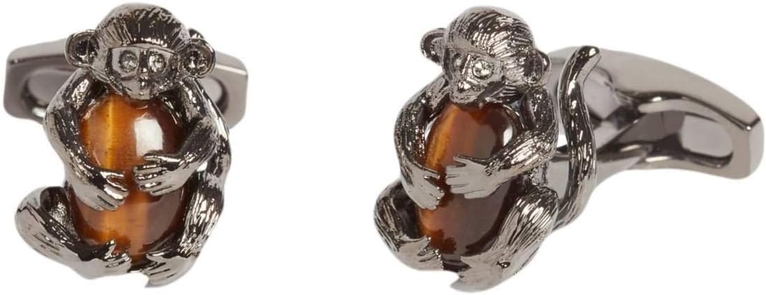 Simon Carter Mens Darwin Cheeky Monkey Cufflinks - Brown