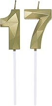 Number 1 and 7 Birthday Candles, Candle for 17 Years Birthdays, Decoration Cakes Birthday Decorative Cake Toppers, for Birthday Party and 71st Anniversary Weddings, Gold