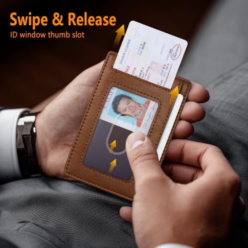 Image of Travelambo Slim Minimalist Wallet for Men, RFID Blocking Credit Card Holder, Front Pocket ID Card Case, Gifts for Men, Husband, Boyfriend, Teenage