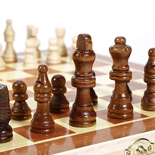 MRKU Set di Scacchi in Legno Scacchiera Pieghevole Internazionale Gioco di Scacchi in Legno Backgammon Walk Entertainment Versione Inglese Scacchi