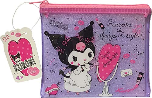 Sanrio Kuromi Accessories Cosmetic Flat vinyl Mini pouch Zipper Case Bag 14Ã—12cm (Cute)