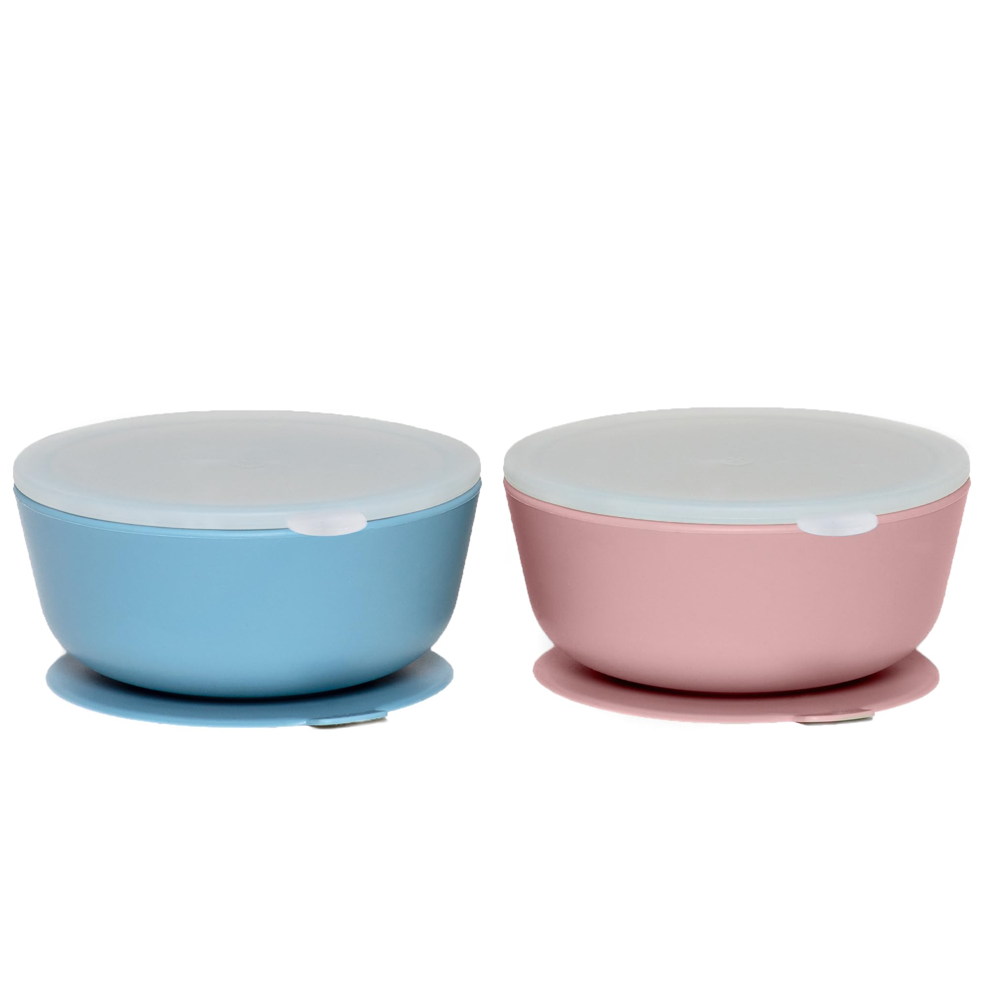 WeeSprout Suction Bowls for Baby &amp; Toddlers (Set of 2) - 100% Silicone w/Plastic Lid - Leak Proof Feeding Supplies - Dishwasher &amp; Microwave Safe Infant Dinnerware w/Extra Strong Base