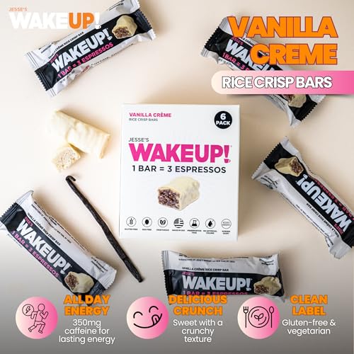Image of WAKE UP! Caffeinated Vanilla Creme Bars, 3 Espressos, Gluten Free, 6 Pack
