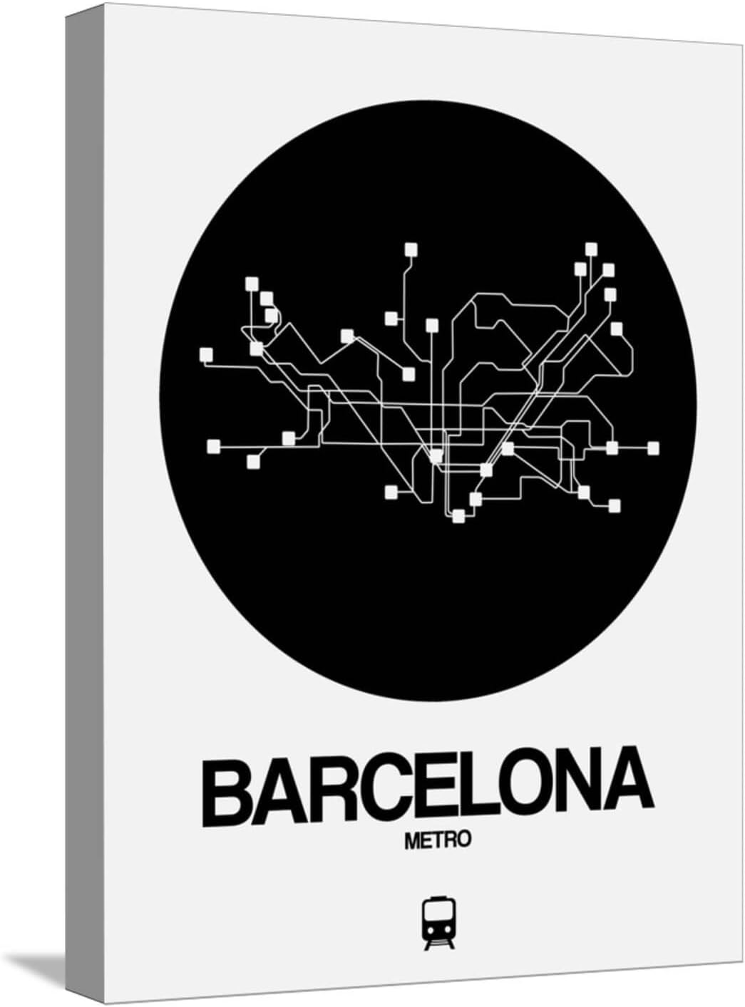 ART.COM Stretched Canvas Print Barcelona Black Subway Map by NaxArt, 12" x 16"