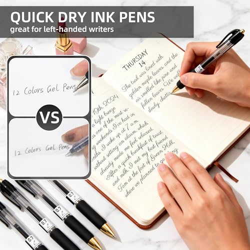 HomFilix Gel Pens Black, 15-Pack 0.7mm Fine Point Pens, Ideal for School Supplies, Office Use, and Daily Writing. Smooth Ink Flow, Durable Tips, Ink Pens, Teacher Pens — view 2