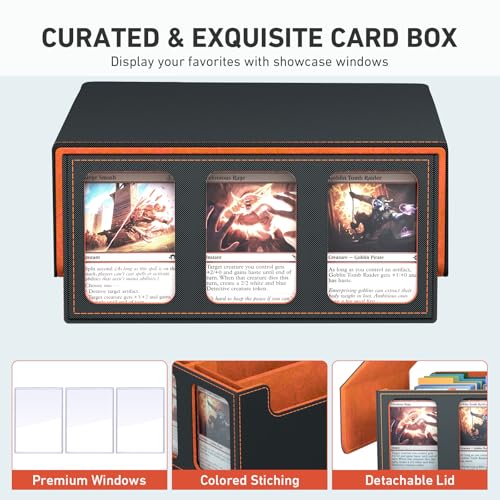 Image of 3-Row Trading Card Storage Box, Bulk Cards Case for 2400+ Mtg tcg Magic Playing Game Card Organizer, Commander Deck Box with 3 Supports & 24 Dividers