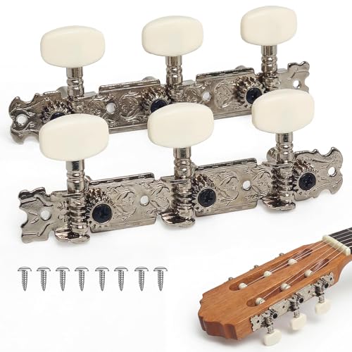 Mécaniques Guitare Acoustique 2 pcs en Alliage Haute Qualité – Guitar Tuning Pegs 3L+3R, Mécanisme d’Accordage Stable et Doux pour Guitare Folk ou...