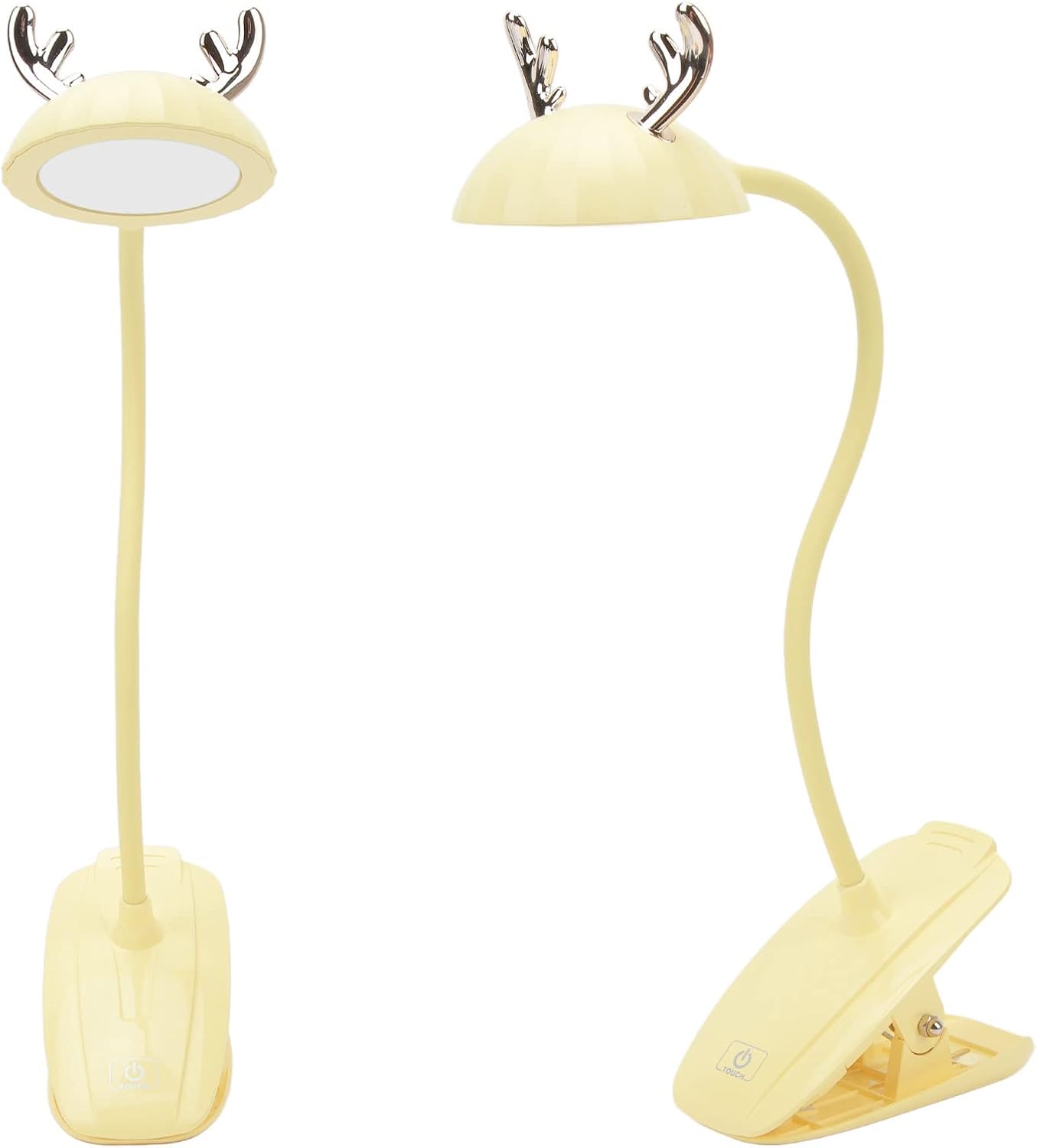 Acouto Cute LED ClipOn Lamp with Gooseneck, Dimmable Night Light, Touch Control, 3 Color Temperatures for Reading, Portable and EyeFriendly