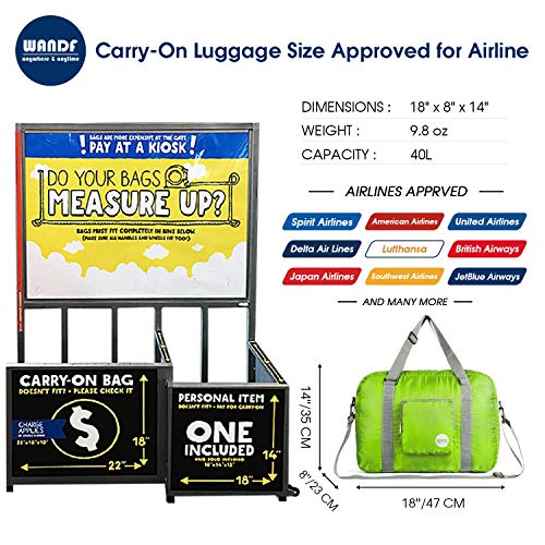 Wandf Foldable Travel Duffel Bag Luggage Sports Gym, Green