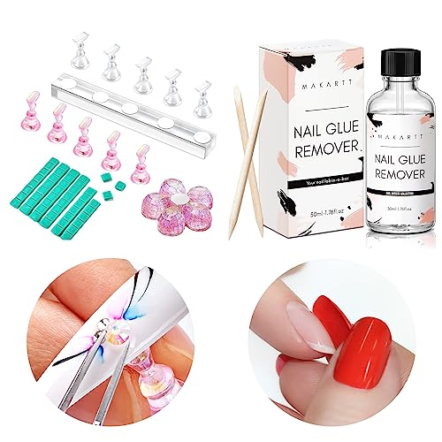 Kit de soporte para uñas acrílicas con removedor de pegamento Makartt miniatura 1