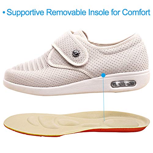 Women's Diabetic Elderly Shoes Mesh Breathable Walking Sneakers Lightweight Adjustable Easy On and Off Strap Summer Slippers for Swollen Feet4