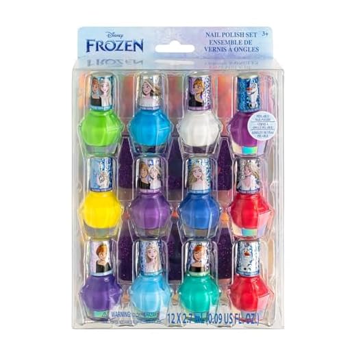Disney Frozen - Townley Girl Juego de regalo de esmalte de uñas de secado rápido, no tóxico, para niños y niñas pequeñas, con limas de uñas de bonificación, 12 piezas