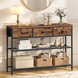 SONGMICS Console Table with 3 Fabric Drawers