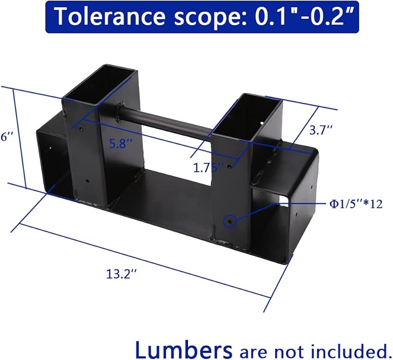 MOFEEZ Outdoor Firewood Log Storage Rack Bracket Kit,Fireplace Wood Storage Holder-Adjustable to Any Length Black