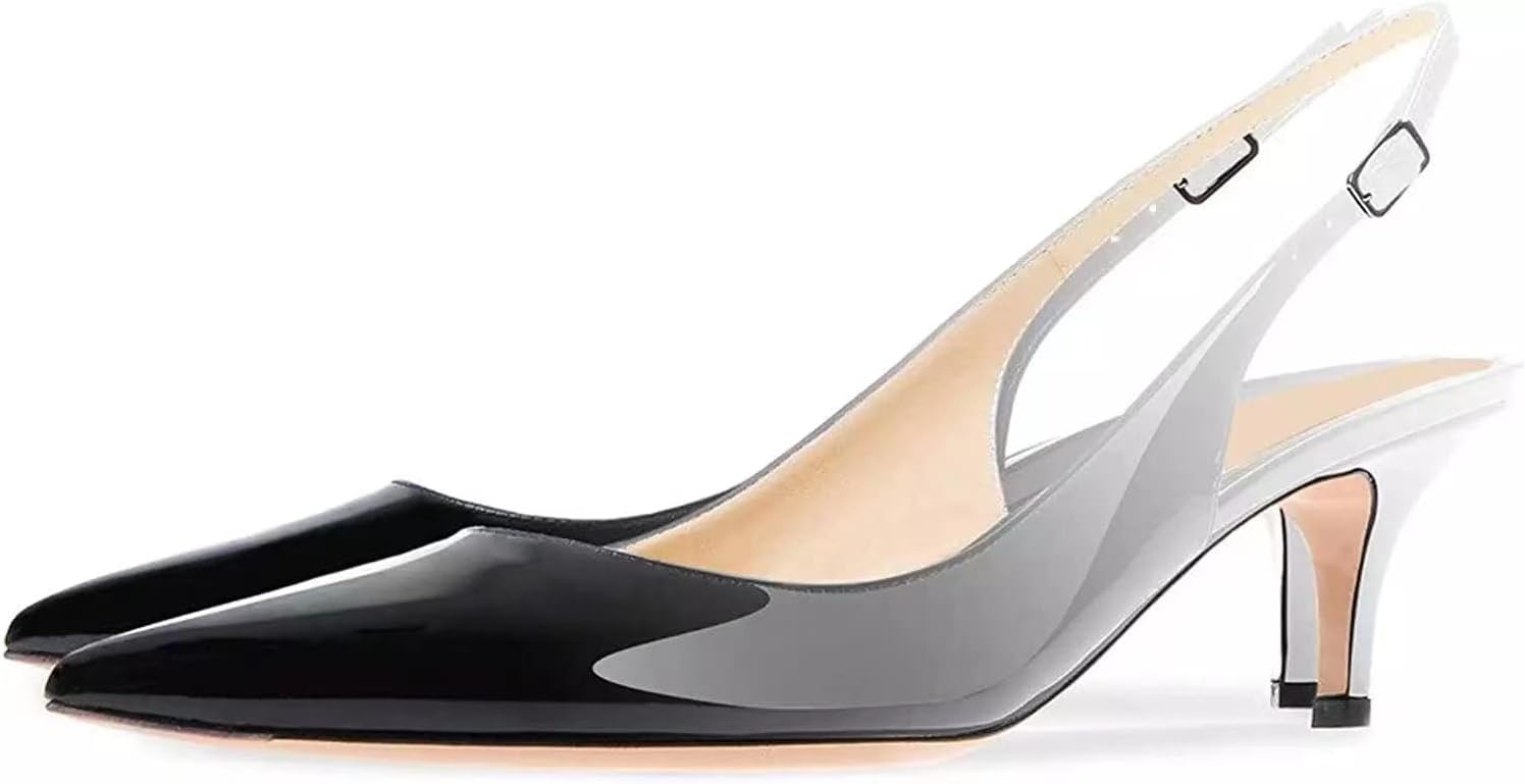 Axellion Women’s Slingback Kitten Heels Closed Toe Wedding Pumps, Pointed Toe Low Heel Dress Shoes for Party & Prom