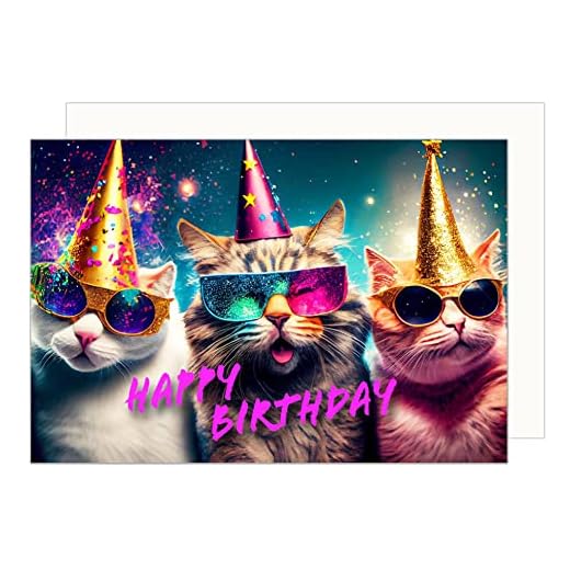 Edition Seidel Tarjeta de felicitación de cumpleaños con sobre, tarjeta de felicitación Billet Happy Birthday Humor divertida, genial, hombre, mujer, adolescentes, niñas, gatos, fiesta (G3504 SW023)