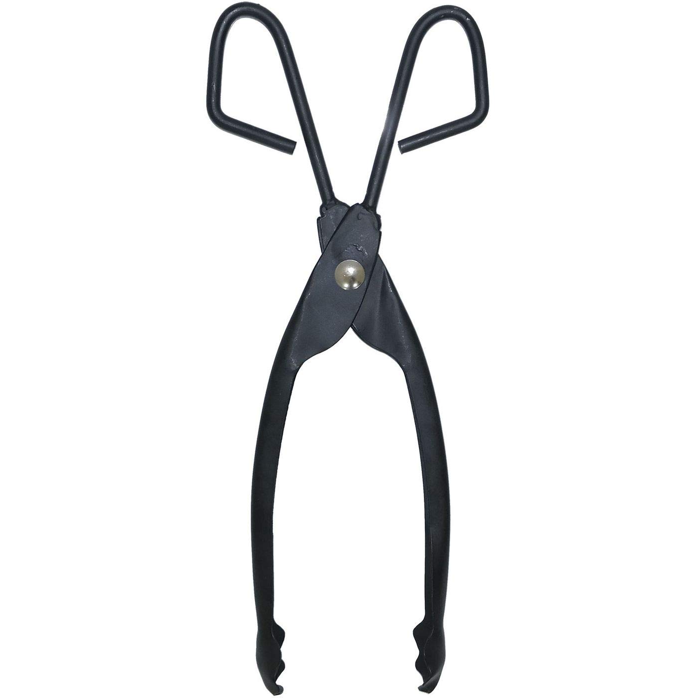 Fireplace Tools Poker Shovel Brush Tongs Fork Chestnut Roaster Black Cast Iron Fireside Companion Set (Tongs)