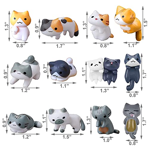 Mini Cute Tuxedo Small Cat Figures Decor, Miniature Fairy Garden Cat Succulent, 12 Pcs Lovely Cat Figurines For Cat Lovers, Tiny Terrarium Animal Statues Ornaments For Home Decoration Micro Landscape #TOP1