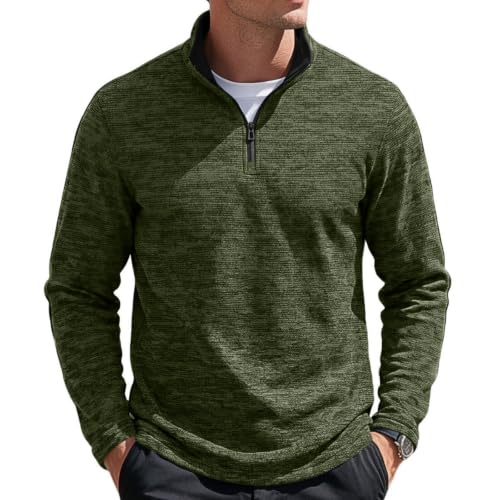 Mens Quarter Zip Pullover Fleece Lined Textured Trendy Fall Sweatshirt - image 1