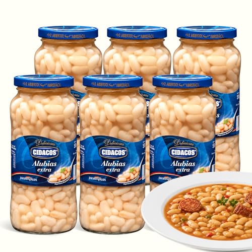 Alubia Cocida Extra natural, Ideal como guarnición, plato principal o en ensaladas, Conservar en lugar fresco y seco, Peso neto 570 g, Peso escurrido 400 gr, Formato tarro de cristal, 6 Unidades