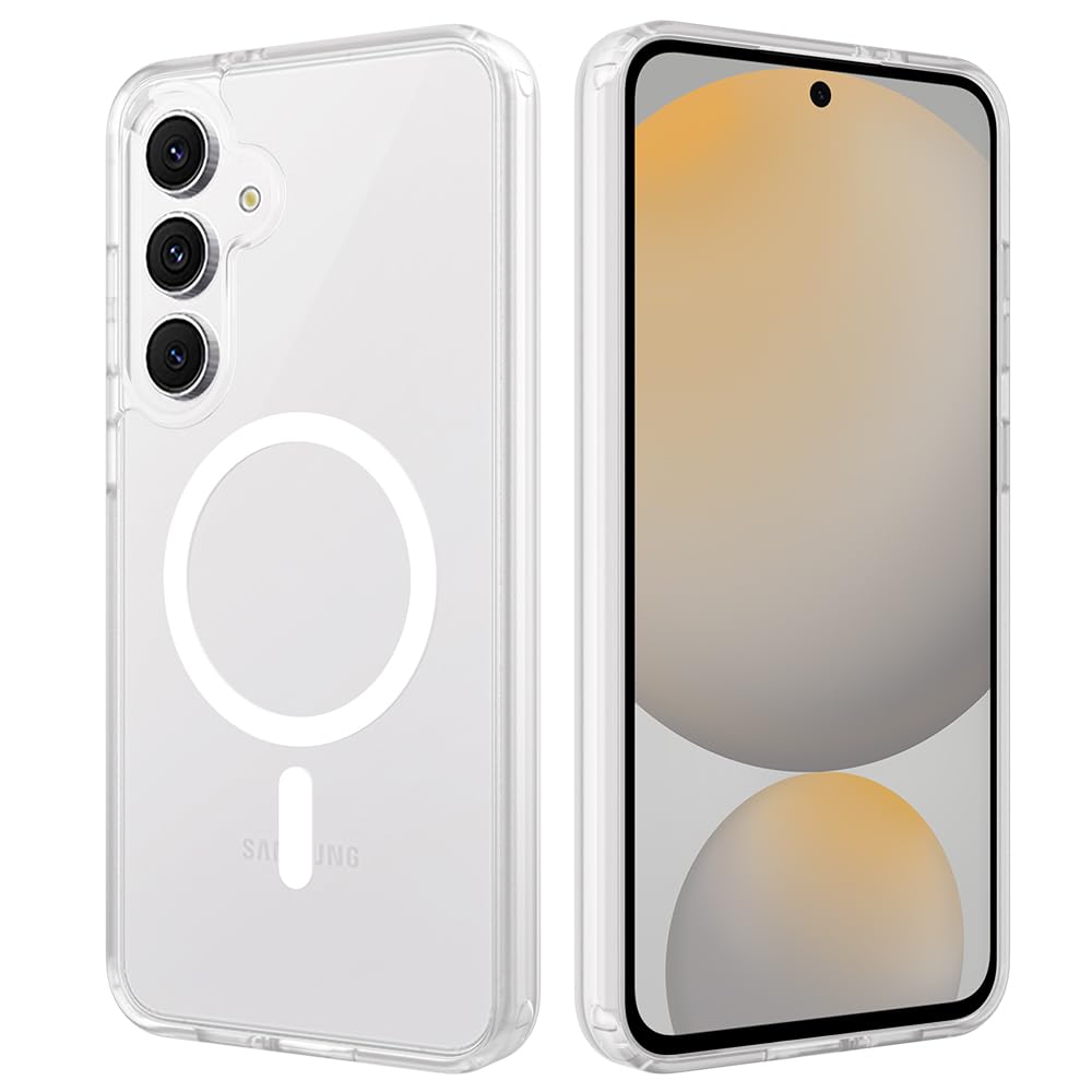 WAWZ for Samsung Galaxy S24 FE Case Compatible with MagSafe Slim Thin Hard PC Translucent Frosted Rugged Drop-Proof Shockproof Protective Case for