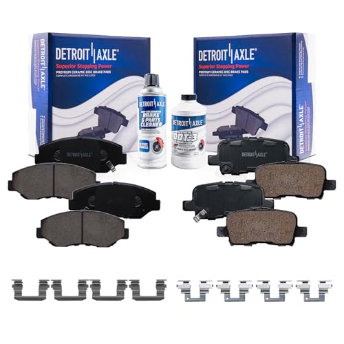 Image of Detroit Axle - Brake Pads for 2003-2008 Honda Pilot Front and Rear Ceramic Brake Pads with Hardware Kit 2004 2005 2006 2007 Replacement