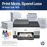 HP Smart Tank 7605, 28C02A, Imprimante Multifonction A4 avec réservoir d’Encre Rechargeable, Impression Couleur, Scanner, Photocopieur, Fax, Wi-FI, Application Smart, Noire et Blanche - 7
