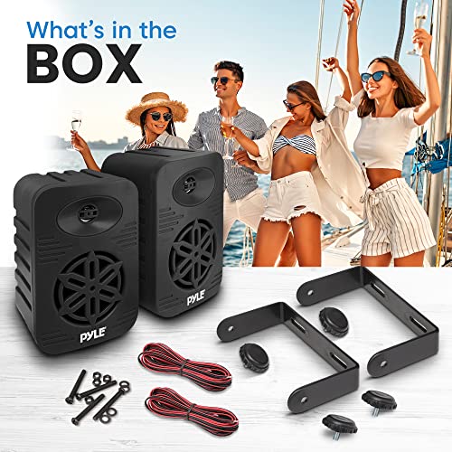 Pyle Indoor Outdoor Speakers Pair - 300 Watt Dual Waterproof 4” 2-Way Full Range Speaker System W/ 1/2” High Compliance Polymer Tweeter - In-Home, Boat, Marine, Deck, Patio, Poolside - Pdwr45Bk #TOP1