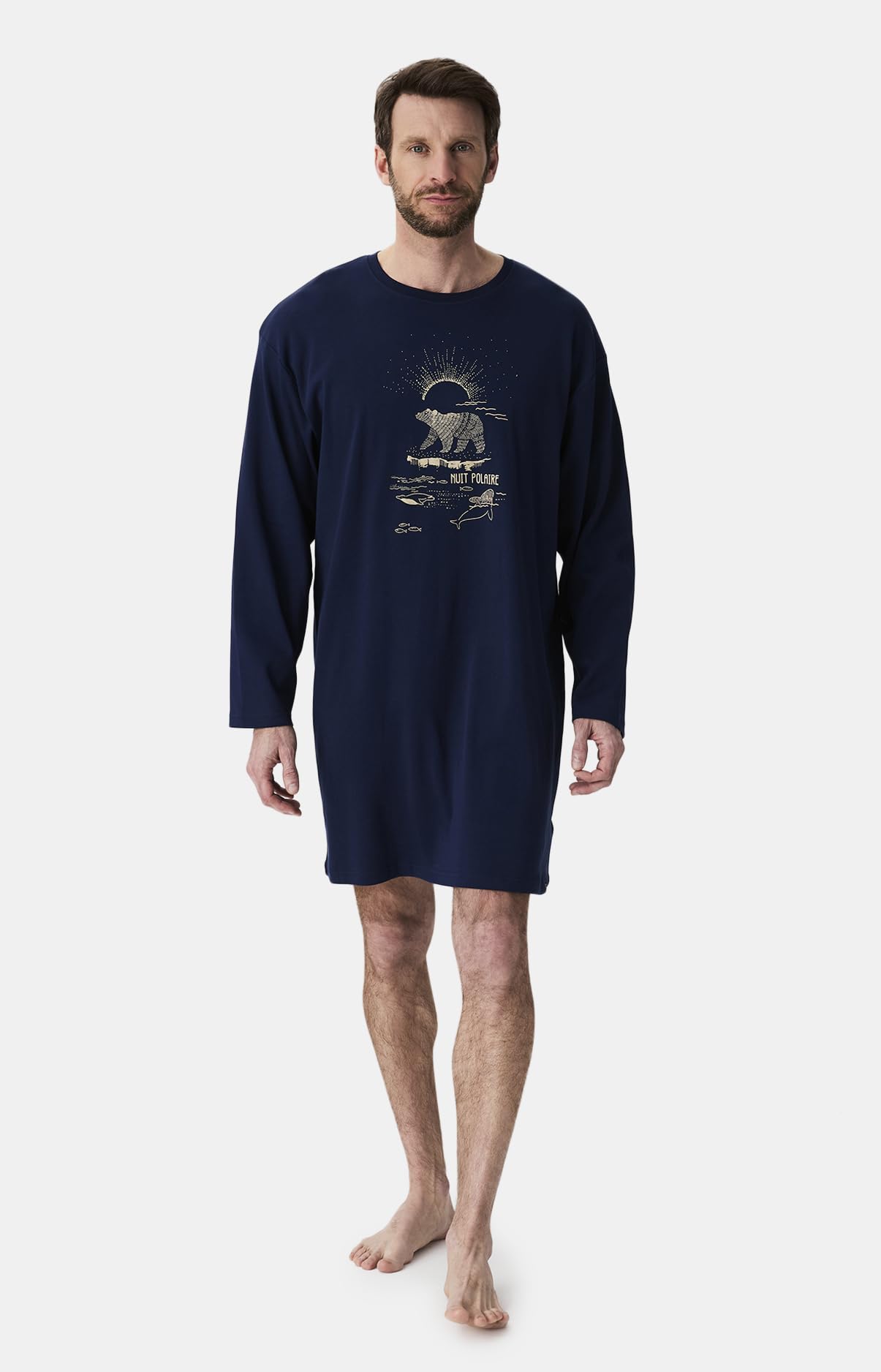 ARTHUR - Maxi Tee-Shirt - Chemise de Nuit Homme - Manches Courtes et Col Rond - Coton Issu de l'agriculture Biologique
