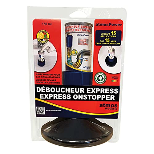 Atmos Products Déboucheur Express Tous Types de Bondes - Kit Atmospower avec Ventouse