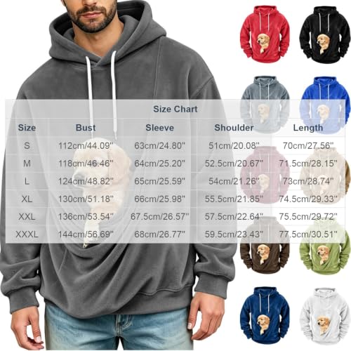 Men's Pet Pouch Hoodie Kangaroo Pocket Cat Dog Oversized Fall Sweatshirt - image 7