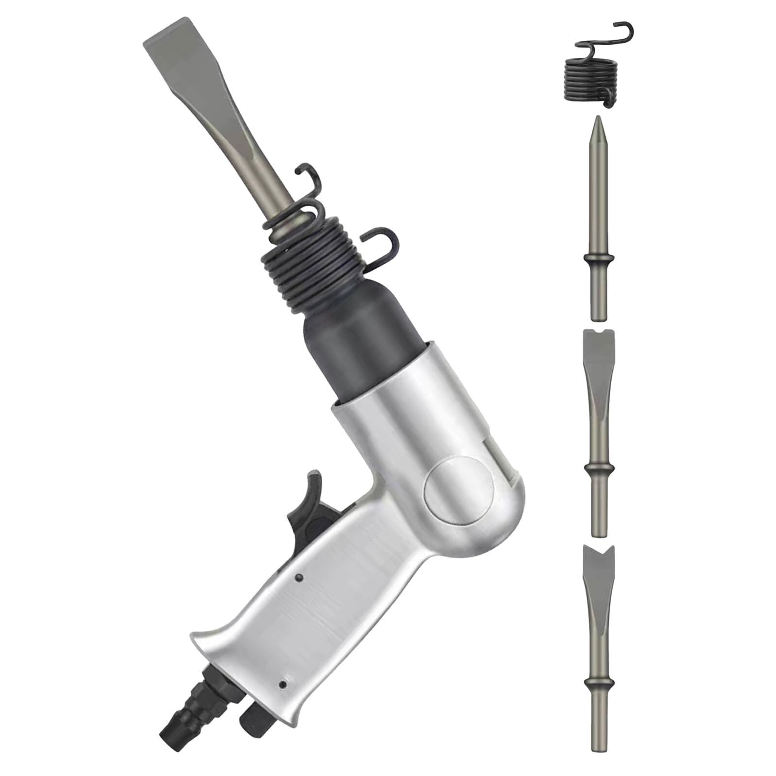 Sosoport Martello Pneumatico a Percussione in Lega di Alluminio Scalpello Termotrattato Kit Utensili Pneumatici Portatile per Meccanici Rimozione Ruggine e Lavori di Demolizione in