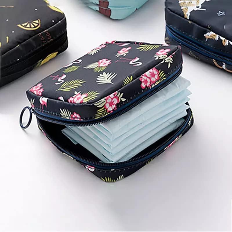 Image of KASHIVAL Menstrual Pad Storage Bag - Discreet Sanitary Napkin Pouch for School /Office, Water-Resistant Fabric Travel Organizer for Tampons, Pantyliners & Cosmetics, Small Essentials
