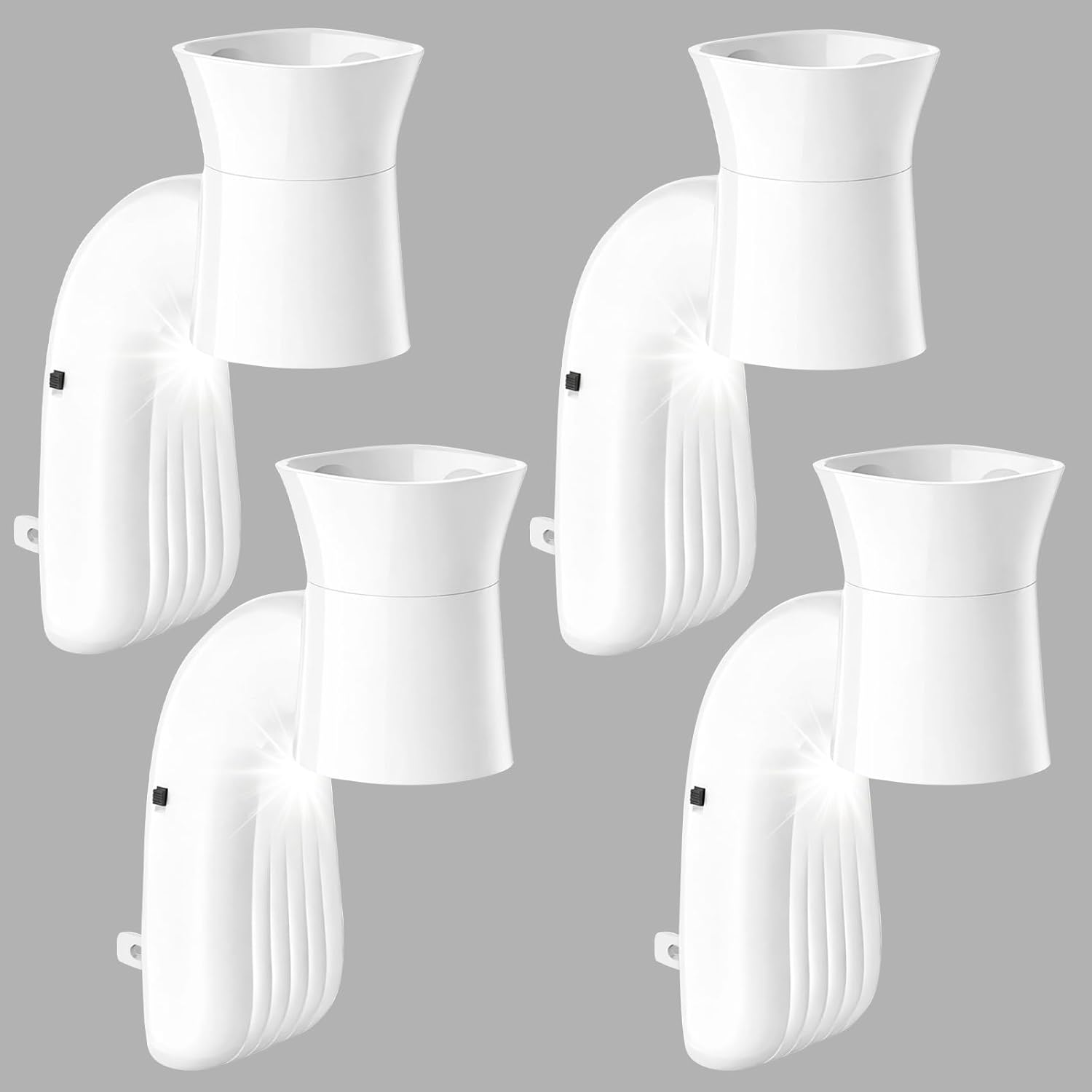 4 Pack Wall Fragrance Plug in with Night Light Compatible with Bath & Body Works Wallflowers, Plug in Aromatherapy Diffuser for Bedroom, Home Fragrance, Relaxing Atmosphere - White