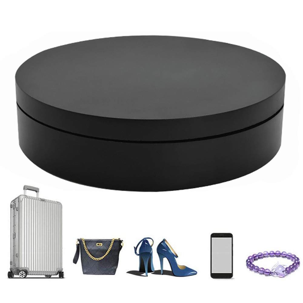 Outech 13.8CM Motorized Turntable Display, 360 Degree Electric Rotating Turntable for Photography Products and Shows, Max Load 6.6Lb (Black,White)