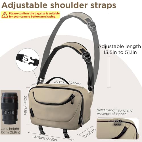Image of TAAOKA Camera Sling Bag,Waterproof Camera Case with Tripod Holder,Lightweight DSLR /SLR /Mirrorless Camera Bags Crossbody for photographers-Coffee